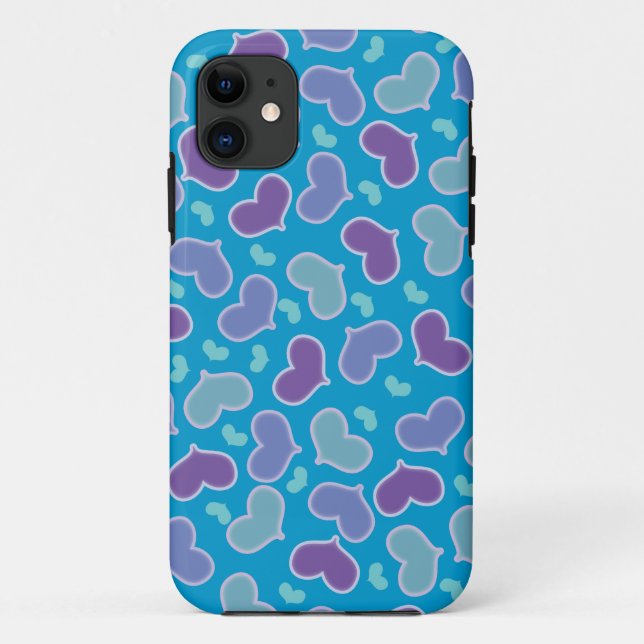 Hearts Pattern Blue Case-Mate iPhone Case (Back)