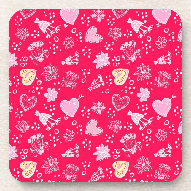 Hearts pattern coaster (Front)