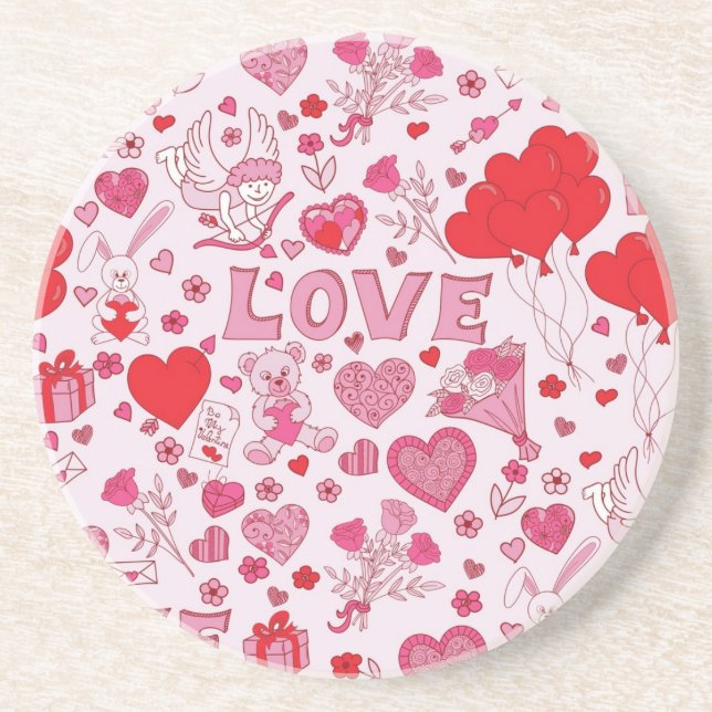 Hearts pattern coaster (Front)