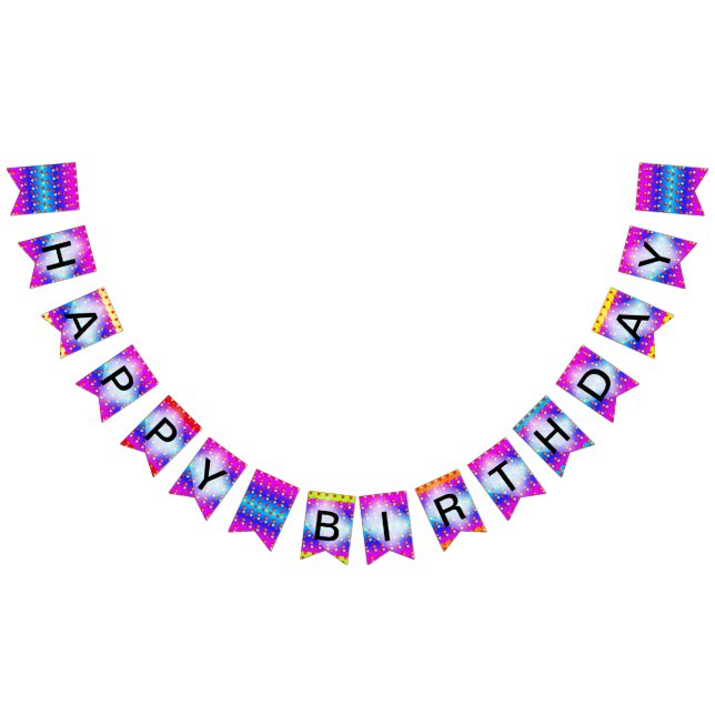 Hearts Pattern Colourful Birthday Bunting Banner (All)