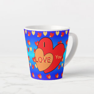 Hearts Pattern Cust.  I LOVE You Latte Mug