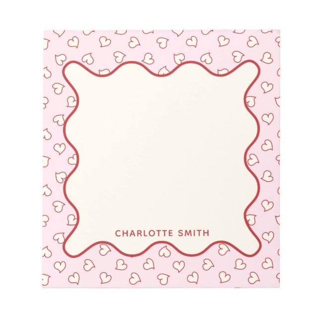 Hearts Pattern Custom Valentine Gift Notepad (Front)