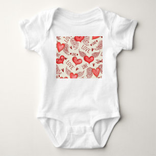 Hearts Pattern for Valentine's Day Baby Bodysuit
