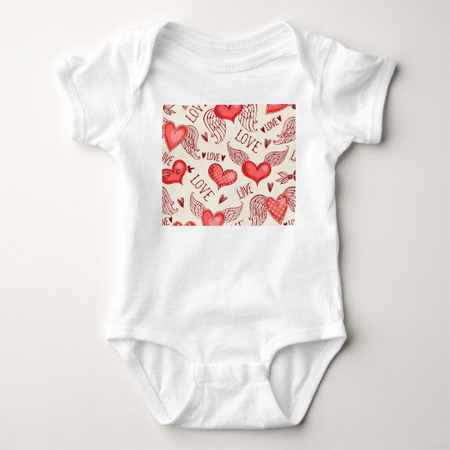 Hearts Pattern for Valentine's Day Baby Bodysuit (Front)