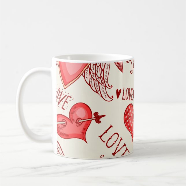 Hearts Pattern for Valentine's Day Coffee Mug (Left)