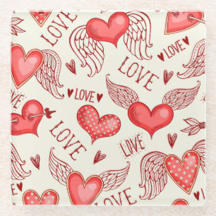Hearts Pattern for Valentine's Day Glass Coaster