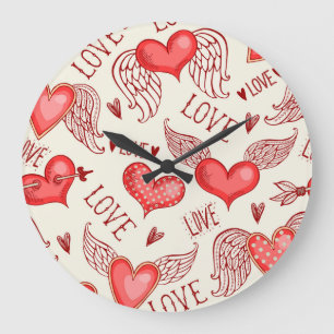 Hearts Pattern for Valentine's Day Large Clock