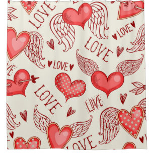 Hearts Pattern for Valentine's Day Shower Curtain
