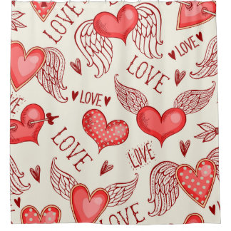 Hearts Pattern for Valentine's Day Shower Curtain