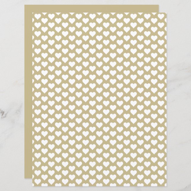 Hearts Pattern Hazelwood Shade Scrapbook Paper (Front/Back)