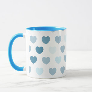 Hearts pattern in blue, mug