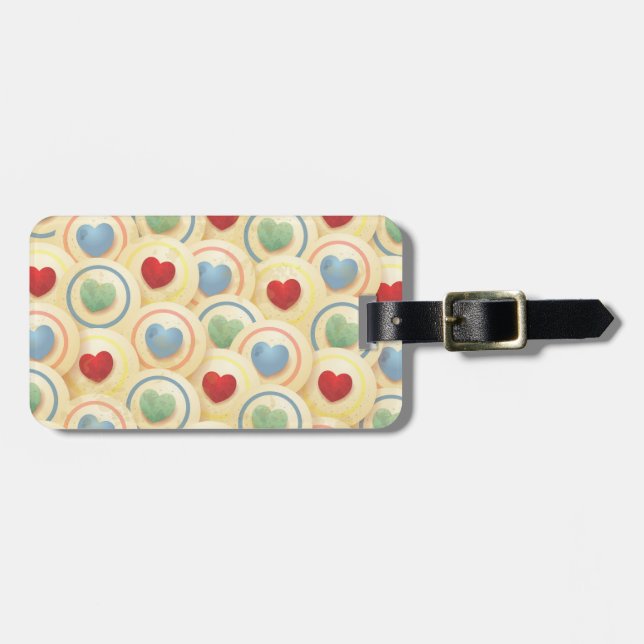 Hearts pattern in vintage style luggage tag (Front Horizontal)