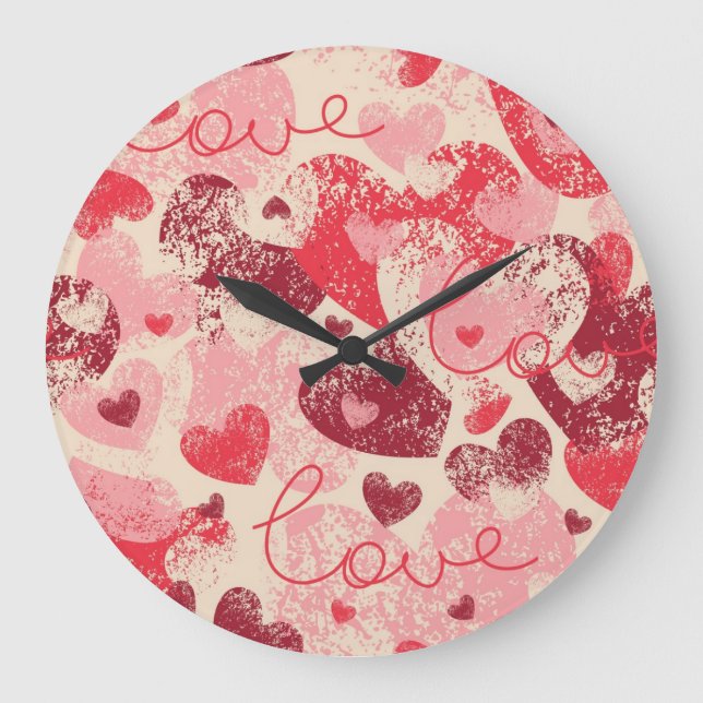 Hearts pattern large clock (Front)