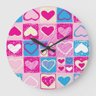 Hearts pattern large clock