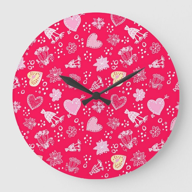 Hearts pattern large clock (Front)