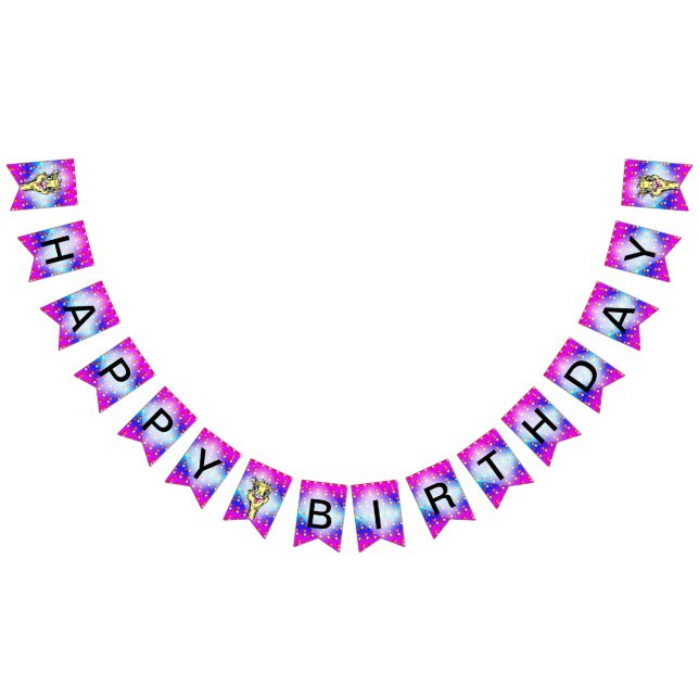 Hearts Pattern Ostricht Birthday Bunting Banner (All)