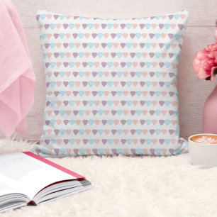 Hearts Pattern Pink Blue Purple Cushion