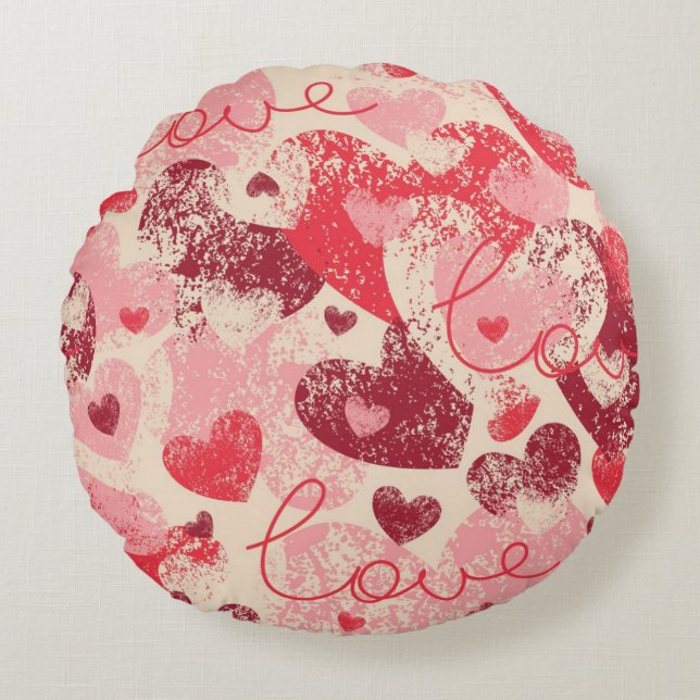 Hearts pattern round cushion (Front)