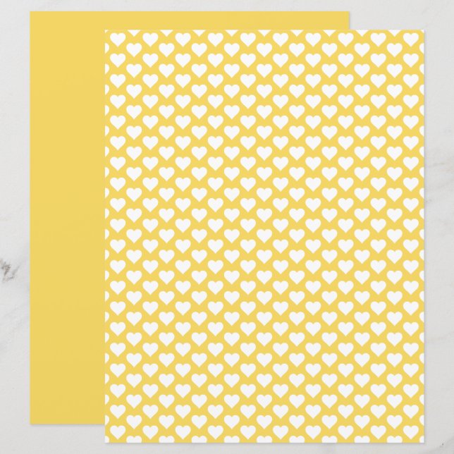 Hearts Pattern Royal Yellow Shade Scrapbook Paper (Front/Back)