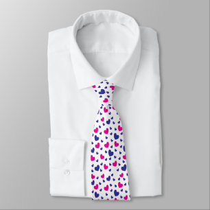 Hearts Pattern Valentines Day Blue Pink Tie