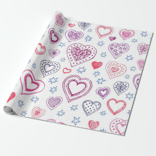 Hearts pattern wrapping paper