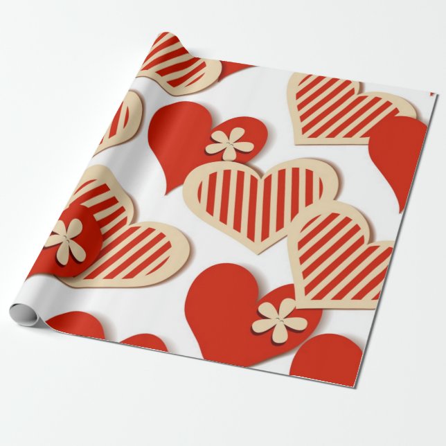 Hearts pattern wrapping paper (Unrolled)