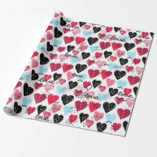 Hearts pattern wrapping paper