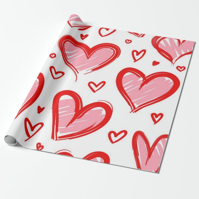 Hearts pattern wrapping paper (Unrolled)