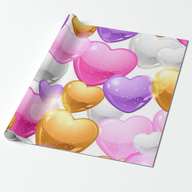 Hearts pattern wrapping paper (Unrolled)
