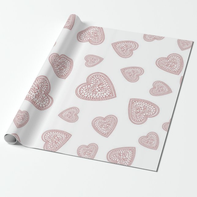 Hearts pattern wrapping paper (Unrolled)