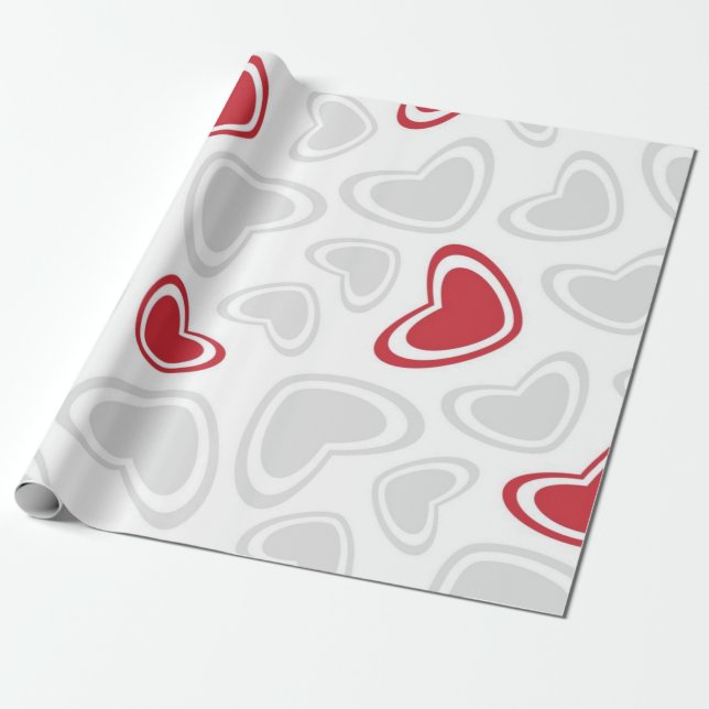 Hearts pattern wrapping paper (Unrolled)