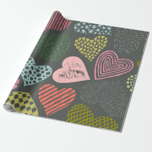 Hearts pattern wrapping paper