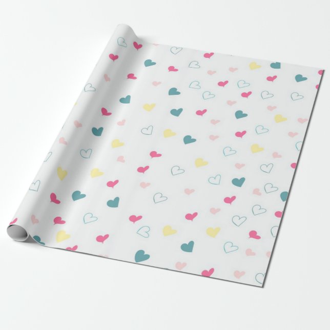 Hearts pattern wrapping paper (Unrolled)
