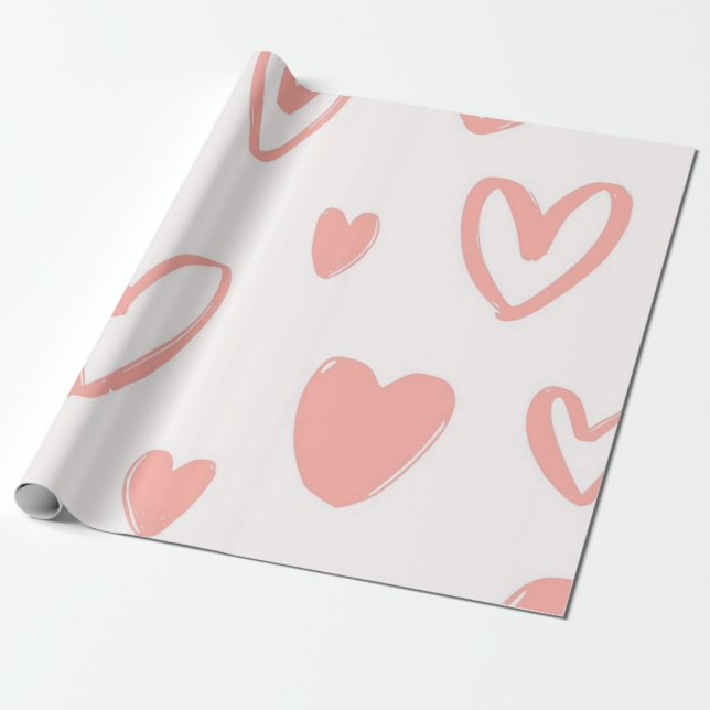 Hearts pattern wrapping paper (Unrolled)