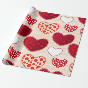 Hearts pattern wrapping paper