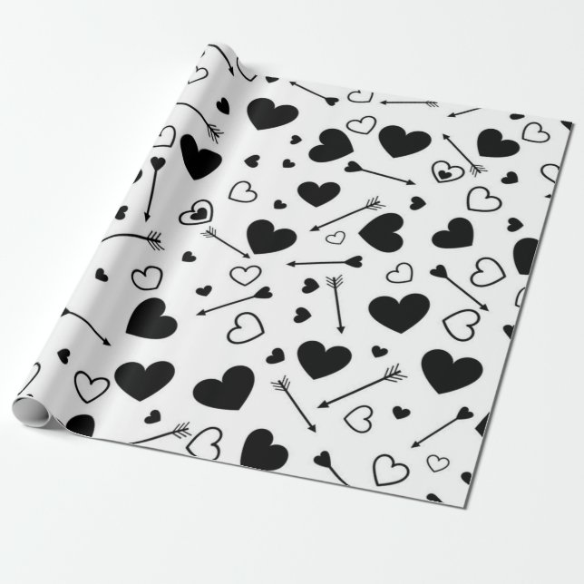 Hearts pattern wrapping paper (Unrolled)