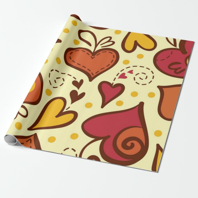 Hearts pattern wrapping paper (Unrolled)