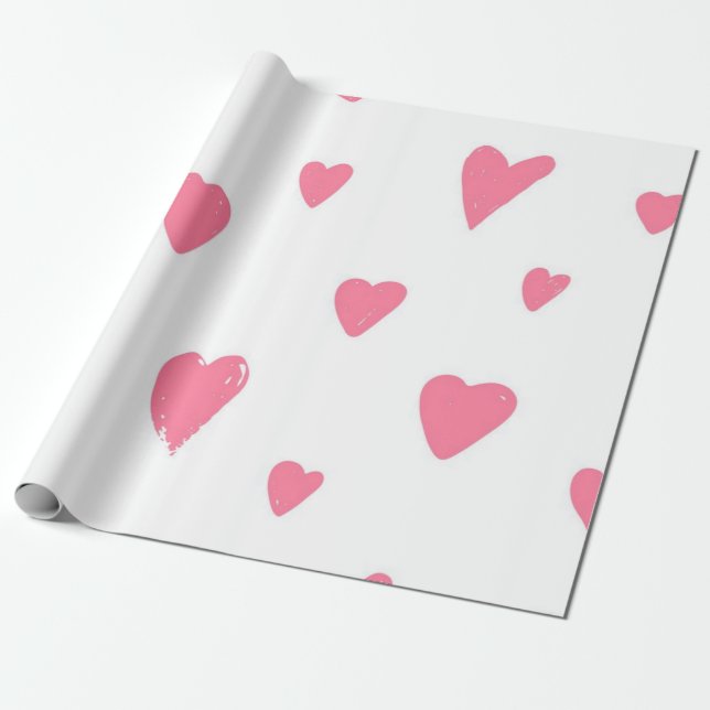 Hearts pattern wrapping paper (Unrolled)