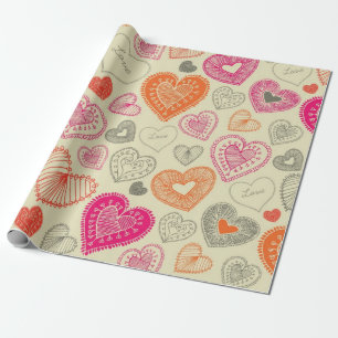 Hearts pattern wrapping paper