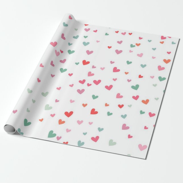 Hearts pattern wrapping paper (Unrolled)