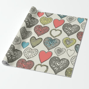 Hearts pattern wrapping paper