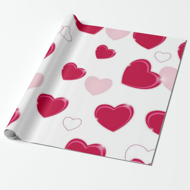 Hearts pattern wrapping paper (Unrolled)