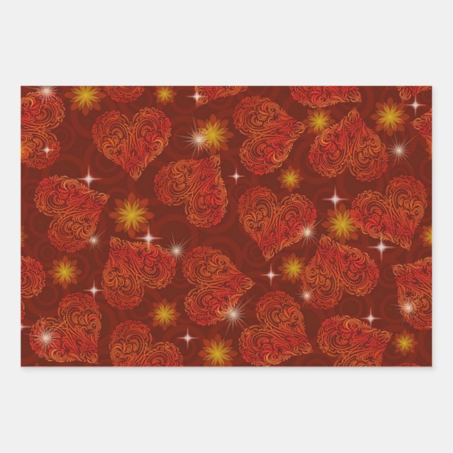 Hearts pattern wrapping paper sheet (Front)