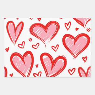 Hearts pattern wrapping paper sheet