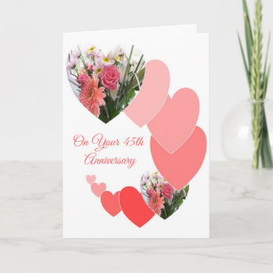 Hearts Personalised 45th Wedding Anniversary Card