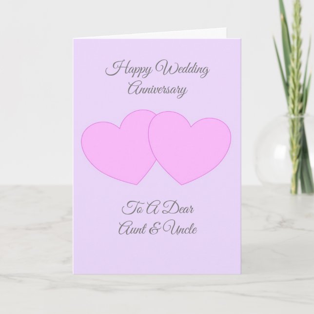 Hearts Personalised Aunt Uncle Wedding Anniversary Card (Front)