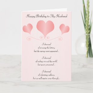 Hearts Personalised Husband Birthday Card