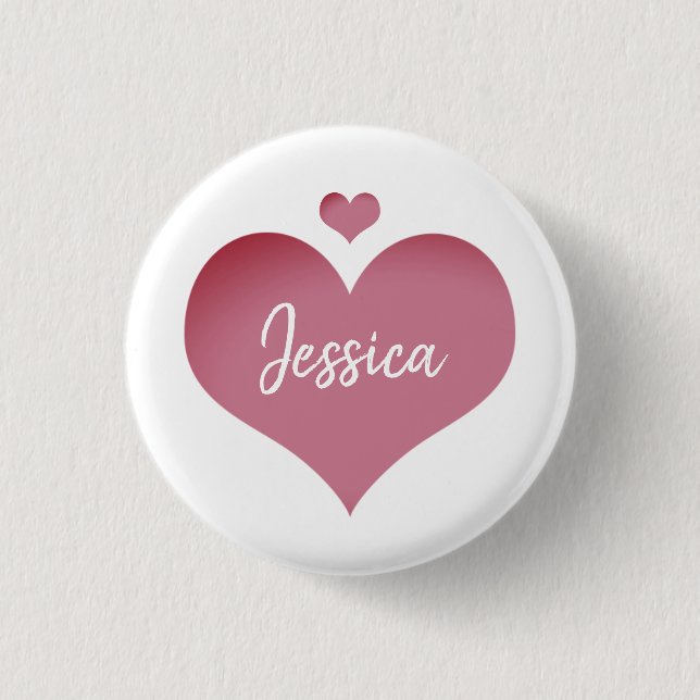 Hearts Personalised Name 3 Cm Round Badge (Front)