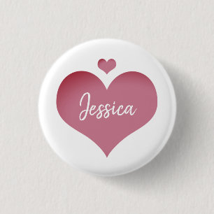 Hearts Personalised Name 3 Cm Round Badge
