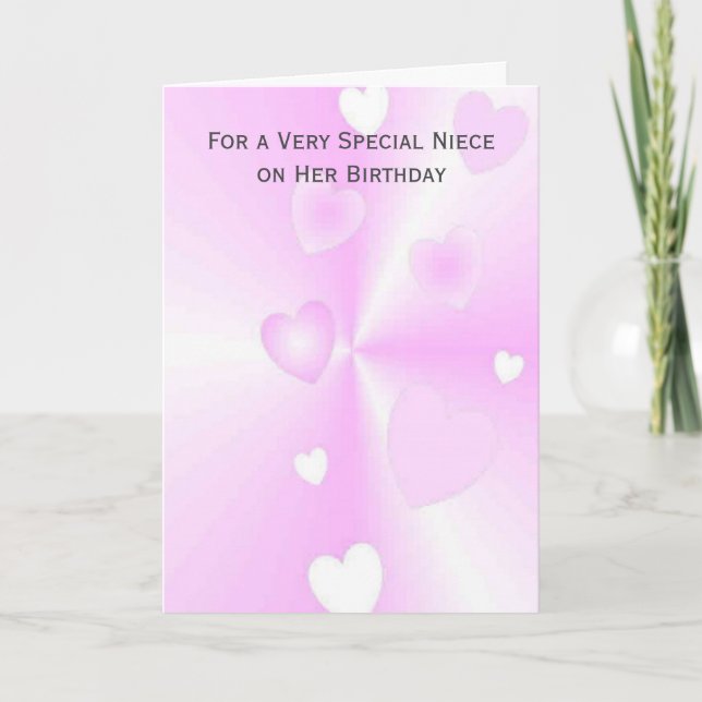 Hearts Personalised Niece Birthday Card (Front)